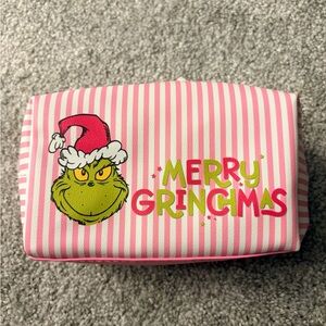 Grinch Merry Grinchmas Pink Striped Pouch